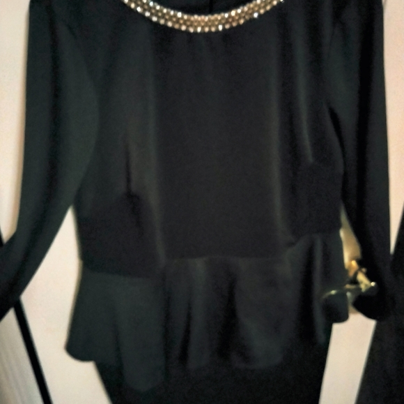 Women's black pleblum jeweled neckline by Trixie size 2X evening dress - Picture 3 of 7